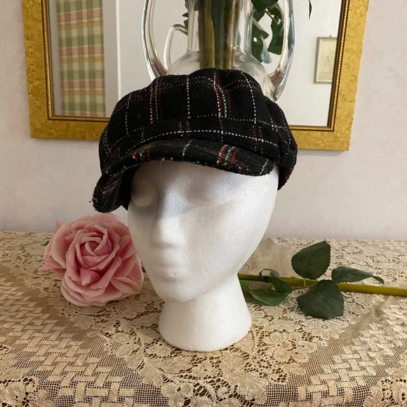 Vintage D&Y Elastafit Plaid Wool Blend Hat - Picture 1 of 6